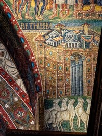 Mosaïques de l'arc triomphal, ville de Bethléem, Basilique Sainte Marie Majeure à Rome