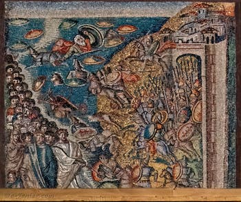 Passage d'Israel à travers la Mer Rouge, Mosaïques côté latéral droite dans la Basilique Sainte Marie Majeure à Rome
