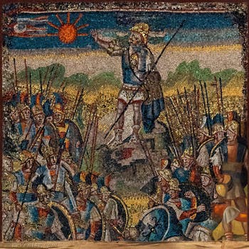 Josué combat les Amorrhéens et arrête le soleil et la lune, Mosaïques côté latéral droite dans la Basilique Sainte Marie Majeure à Rome