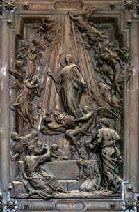 La porte en bronze du portique de la Basilique Sainte Marie Majeure à Rome