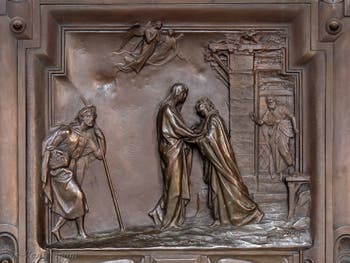 La porte en bronze du portique de la Basilique Sainte Marie Majeure à Rome