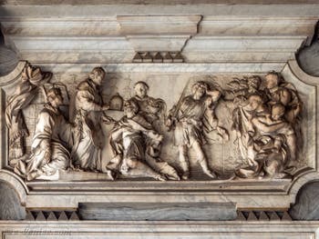 L'offre des biens du patricien Giovanni au pape Libère, portique de la Basilique Sainte Marie Majeure à Rome