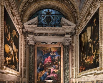 Chapelle Cerasi, Caravage, Annibale Carracci, Carlo Maderno, à l'église Santa Maria del Popolo à Rome en Italie