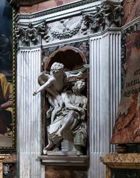 Le Prophète Habacuc tiré par les cheveux par l'Ange de Gian Lorenzo Bernini, chapelle Chigi dans l'église Santa Maria del Popolo à Rome