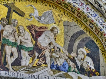 Mosaik des Abstiegs in die Vorhölle von Luigi Gaetano 1617-1618, St Markusdom in Venedig