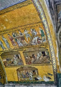 Mosaïque de Noé construisant l'arche et y faisant monter les animaux, XIIe siècle, atrium de la Basilique Saint-Marc de Venise