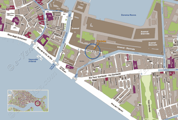 Plan de Situation des Pavillons des Arsenal de la Biennale d'Art à Venise Italie