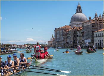 Vogalonga Venise : L'arrivée devant l'église de la Salute et la Dogana da Mar