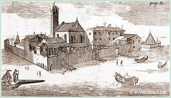 L'île du Lazzaretto Vecchio à Venise. Gravure de Giuseppe Filosi