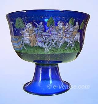 Coupe nuptiale d'Angelo Barovier en verre emaille