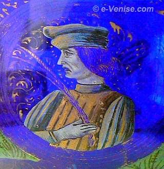 Coupe de mariage du verrier Angelo Barovier - Portrait du fiancé - Musée du verre de Murano