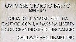 épitaphe par Guillaume Apollinaire sur le Palazzo Bellavite de Giorgio Baffo