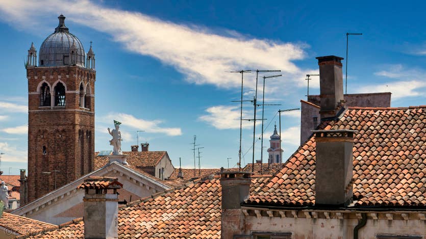 Ferienwohnung Venedig Santa Maria Terrasse, der Blick auf die Kampanilen