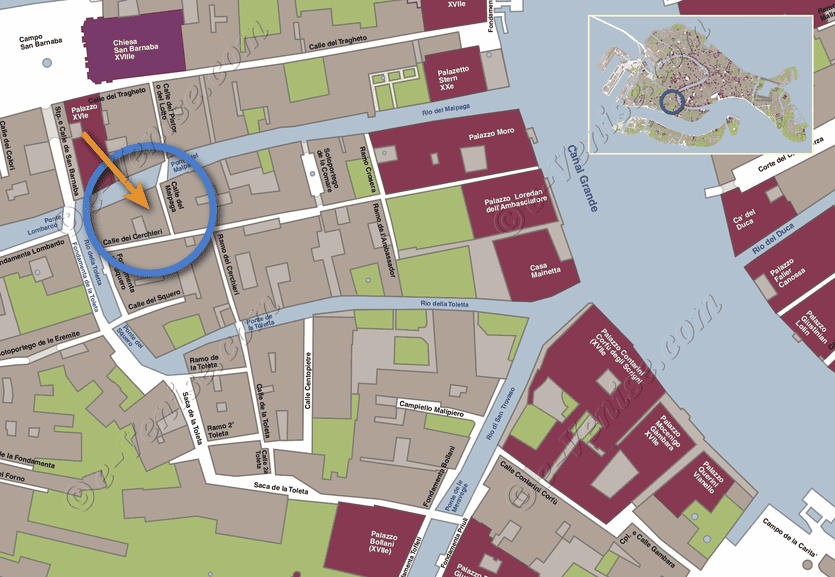 Plan de Situation à Venise de Malpaga Toletta