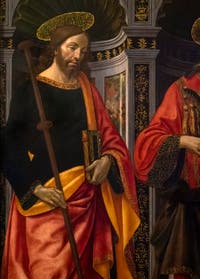 Domenico Ghirlandaio, saint Stéphane entre saint Jacques et saint Pierre, 1493, huile sur bois,  Galerie de l'Accadémia à Florence en Italie