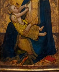 Don Silvestro dei Gherarducci, Madonna, Vierge de l'humilité et anges, détrempe sur bois et feuille d'or, 1370-1375 Galerie de l'Accadémia à Florence en Italie