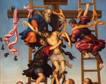 Filippino Lippi et Pietro Perugino, Déposition de croix, 1504-1507, huile sur bois, Galerie de l'Accadémia à Florence en Italie