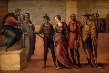 Francesco Granacci, Sainte-Apollonia devant le roi, huile sur bois, 1530, Galerie de l'Accadémia à Florence en Italie