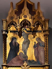 Giovanni del Biondo, Annonciation et le Père éternel bénissant les anges et les saints martyrs, détrempe sur bois, 1380-1385, Galerie de l'Accadémia à Florence en Italie