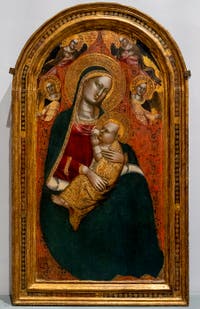 Maestro dell' Altare di San Niccolo, Vierge de l'humilité et anges, détrempe sur bois, 1360-1365, Galerie de l'Accademia Florence Italie