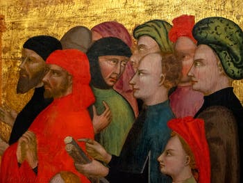 Maestro di Sant'Ivo, Sant'Ivo, Saint-Yves rend la justice, détrempe sur bois, 1405-1410, Galerie de l'Accademia, Florence Italie