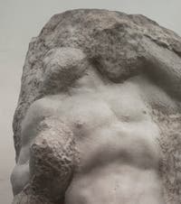 Michel-Ange Buonarroti, l'éveil de l'esclave prisonnier, sculpture marbre pour le tombeau du pape Jules II, 1530, Galerie de l'Accademia à Florence Italie