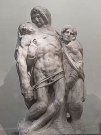 Michel-Ange Buonarroti, Pietà de Palestrina et saint Jean Évangéliste, sculpture marbre de 1547-1559, Galerie de l'Accademia à Florence Italie