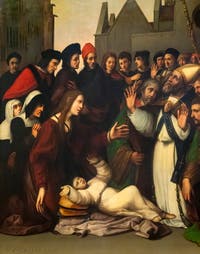 Ridolfo del Ghirlandaio, saint Zénobe ressuscite un jeune homme, huile sur bois, 1516, Galerie de l'Accadémia à Florence en Italie