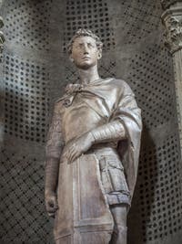 Donatello, saint Georges qui tue le dragon et délivre la princesse (prédelle), 1416-1417, Musée du Bargello à Florence Italie