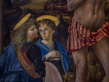 Léonard de Vinci, Andrea del Verrocchio, Le Baptème du Christ, 1470-1475, Galerie Offices Uffizi, Florence Italie