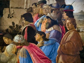 Botticelli, Julien de Médicis et Botticelli dans l'Adoration des Mages, 1475-1477, Galerie Offices Uffizi, Florence Italie