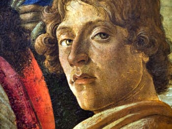 Autoportrait de Sandro Botticelli dans l'Adoration des Mages, 1475-1477, Galerie Offices Uffizi, Florence Italie