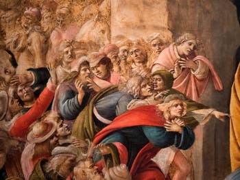Botticelli, Savonarole et Laurent le Magnifique de Médicis dans l'Adoration des Mages 1490-1500, Galerie des Offices Uffizi Florence Italie