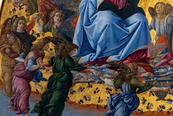 Sandro Botticelli, Couronnement de la Vierge, saint Jean Évangéliste, saint Augustin, saint Jérôme et saint Éloi, 1490, Galerie Offices Uffizi, Florence Italie