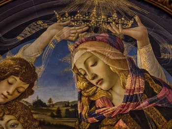 Sandro Botticelli, La Vierge du Magnificat, l'Enfant et cinq anges, 1483, Galerie Offices Uffizi, Florence Italie