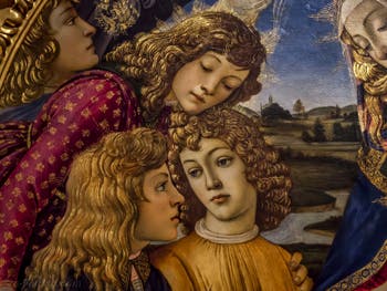 Sandro Botticelli, La Vierge du Magnificat, l'Enfant et cinq anges, 1483, Galerie Offices Uffizi, Florence Italie