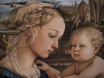Filippo Lippi Vierge à l'enfant et deux anges 1465, galerie des Offices, les Uffizi à Florence