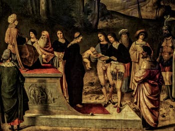 Giorgione, L'épreuve du feu de Moïse, 1496-1502, Galerie Offices Uffizi, Florence Italie