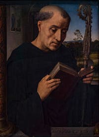 Hans Memling, saint Benoît, 1487, à la Galerie des Offices, les Uffizi à Florence en Italie