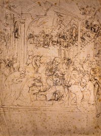 Léonard de Vinci, Adoration des Mages, 1481, Galerie Offices Uffizi, Florence Italie