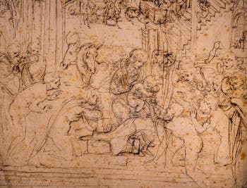Léonard de Vinci, Adoration des Mages, 1481, Galerie Offices Uffizi, Florence Italie