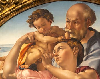 Michel-Ange Buonarroti, Sainte Famille, l'Enfant Jésus du Tondo Doni, 1507, Galerie Offices Uffizi, Florence Italie