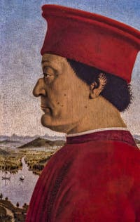 Piero della Francesca, Federigo II da Montefeltro, 1465-1472, à la Galerie des Offices, les Uffizi à Florence en Italie