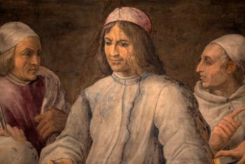 Giorgio Vasari, Laurent le Magnifique entre Philosophes et Lettrés, salle Laurent de Médicis au Palazzo Vecchio à Florence en Italie.