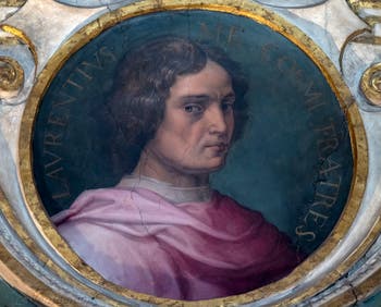 Giorgio Vasari, Portrait de Lorenzo de Médicis, salle Cosme l'Ancien au Palazzo Vecchio à Florence en Italie.