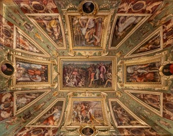 Giorgio Vasari, Marco da Faenza, fresques du plafond de la salle Cosme l'Ancien du Palazzo Vecchio à Florence Italie.