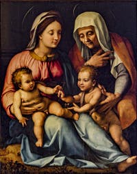 Peintre Toscan, Vierge à l'Enfant et saint Jean enfant, XVIe siècle, Palazzo Vecchio, Florence Italie