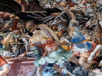 Francesco Salviati, La pesée de l’or par les Gaulois et l’intervention de Furio Camillo, salle des audiences du Palazzo Vecchio à Florence en Italie.