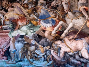 Francesco Salviati, La pesée de l’or par les Gaulois et l’intervention de Furio Camillo, salle des audiences du Palazzo Vecchio à Florence en Italie.