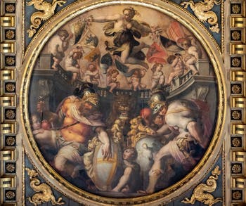 Giorgio Vasari, Allégories des quartiers de Santa Croce et Santo Spirito, Plafond de la Salle des Cinq-Cents du Palazzo Vecchio à Florence.